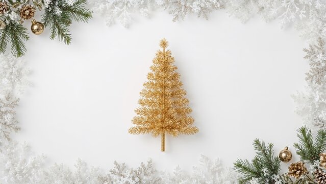 Elegant gold holiday tree banner for social media with customizable area