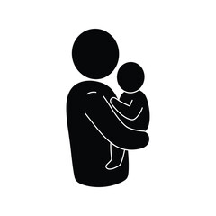Parent holding baby silhouette vector. Father and child, family, love, care, protection, and parental bond icon.