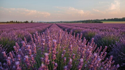 Summer lavender fields in a scenic rural area