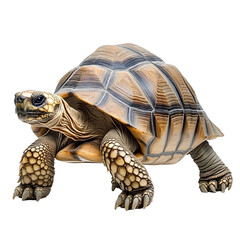 Radiated Tortoise Walking Isolated on White Background