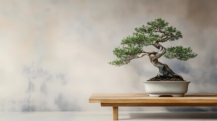 Mini bonsai tree in modern white pot