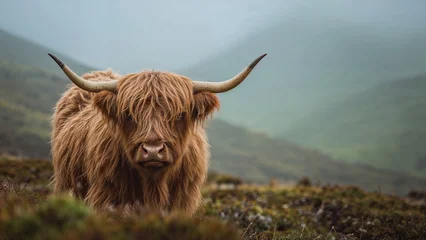 Tuinposter  Furry cattle native to elevated terrains  © TheWaterMeloonProjec