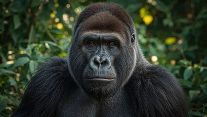 Obraz premium Portrait capturing the face of a silverback gorilla