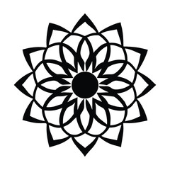 Geometric mandala flower design, spiritual ornamental symbol silhouette