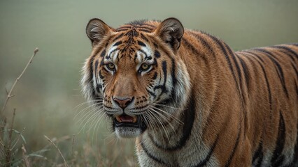 Obraz premium Fierce tiger patiently stalking before the attack