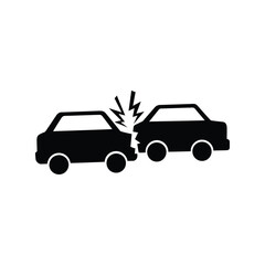 Car accident rear end collision vector. Two automobiles crashing, traffic crash, vehicle damage, and insurance icon.