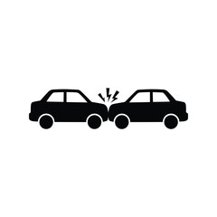 Car accident rear end collision vector. Two automobiles crashing, traffic crash, vehicle damage, and insurance icon.