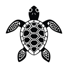 Stylized sea turtle icon, a black and white graphic symbol