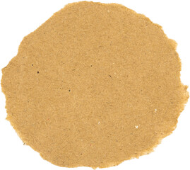 Brown textured paper circle isolated on white background for use in crafting and design projects