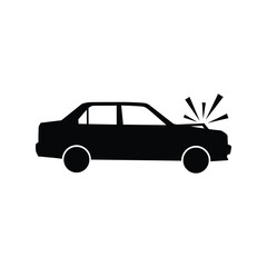 Car accident rear end collision vector. Two automobiles crashing, traffic crash, vehicle damage, and insurance icon.

