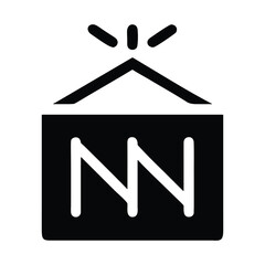 Open shipping container glyph icon for logistics and freight
