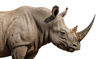 Fototapeta premium Lone rhinoceros displayed on a white surface