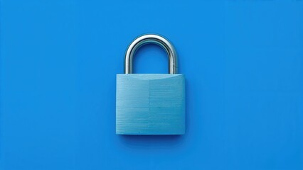 Naklejka premium Single home lock icon on a blue background, isolated in white