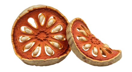 Isolated Dried Bael Fruit Slices