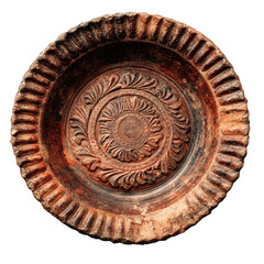 Ancient Terracotta Dish: Intricate Design & Rustic Charm