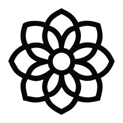 Symmetrical flower mandala icon, geometric line art design