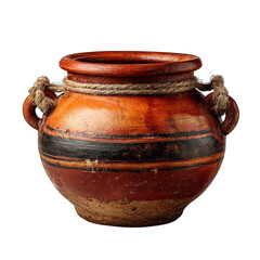 Rustic Terracotta Pot: Handcrafted Ceramic Vessel with Rope Detail