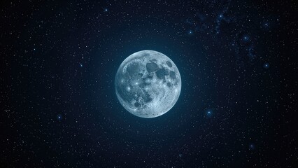 Naklejka premium Starry night with a luminous full moon and cosmic backdrop