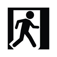 Exit sign with a running man and arrow, emergency evacuation icon