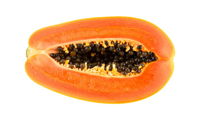 A half of papaya on a transparent background.