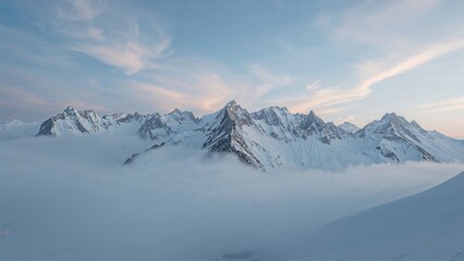 Obraz premium Clouds Wrapping Around a Foggy Peak