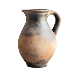 Vintage Antique Pottery Pitcher Isolated on White Background