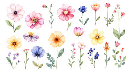 Set of spring flowers