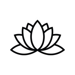 Simple lotus flower line art, purity and meditation symbol