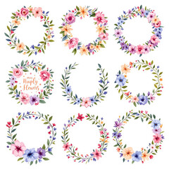 set of floral design elements