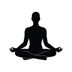 Silhouette of a person in lotus position, meditation and yoga practice