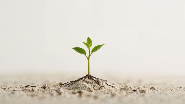 Detailed Shot of a Lush Green Leaf on a Neutral Surface
