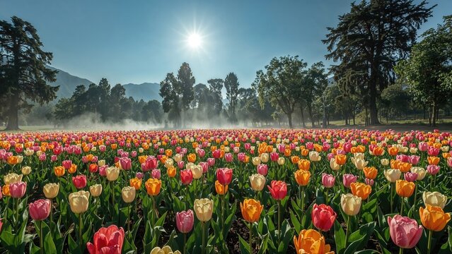 Scenic area showcasing a tulip garden