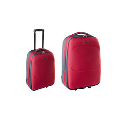 red suitcase isolated on white