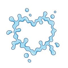 Water splash heart, heart-shaped splash, cartoon style drawing, illustration