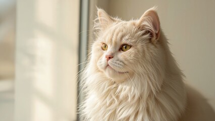 Fototapeta premium Cat sitting by the window in a portrait style