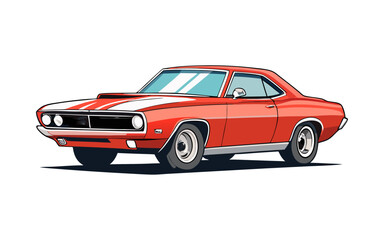 Minimalist Side View Vector of 1960s Muscle Car with Clean Lines, Perfect for Retro Automotive Art and Design Projects