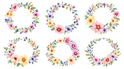 set of colorful flowers