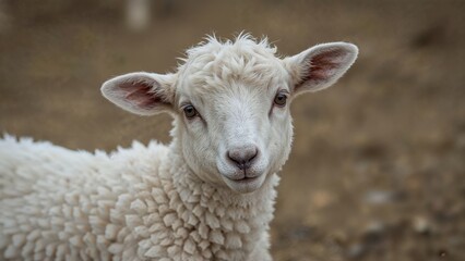 Obraz premium Nature shot of an adorable Romanov breed lamb on a farm
