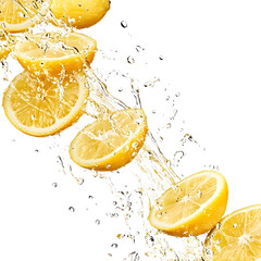 Fresh Lemons Splashing: Vibrant Citrus Fruit in Motion