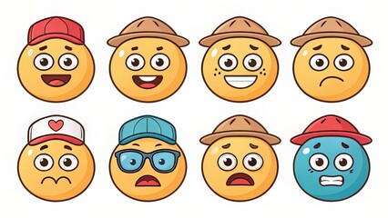 Editable emoji parts collection in cartoon vector style, designed for creating custom expressions