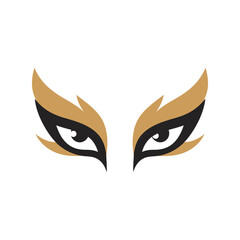 Mystical and fierce feline eye illustration, elegant and bold logo design for beauty or fashion brand