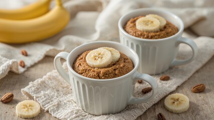 Sweet banana muffin made quickly in the microwave