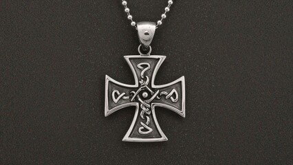 This 925 sterling silver pendant showcases a symmetrical Maltese Cross, combining gothic and warrior motifs.