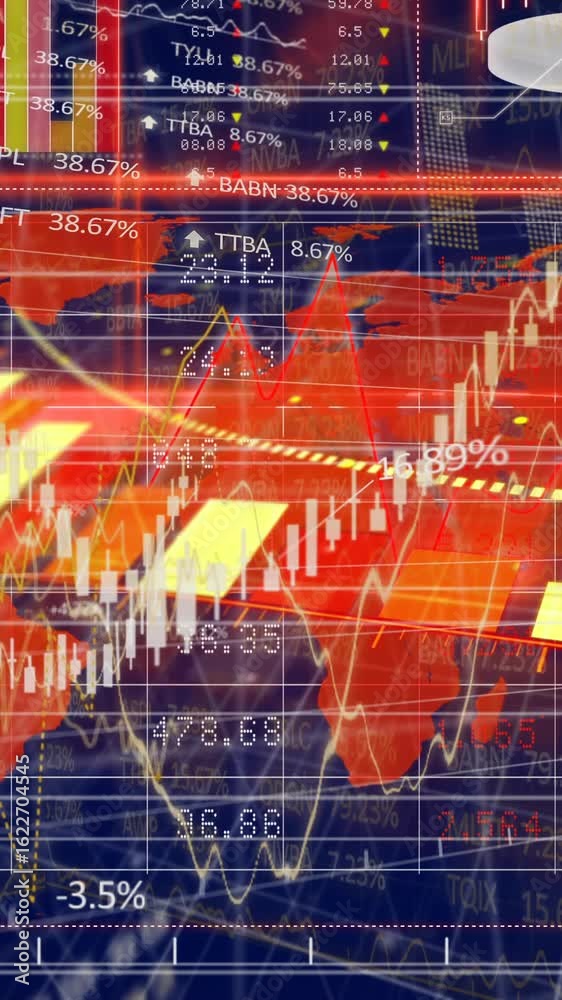 Wall mural animation of data processing over digital screen