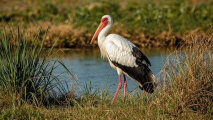 Fototapeta premium Leptoptilos crumeniferus: A Massive Wading Bird from the Ciconiidae Family