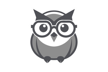 Fototapeta premium Gray Owl with Glasses on White Background for Education or Design