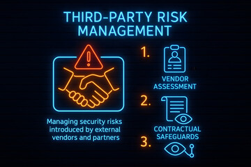 Third-Party Risk Infographic with Vendor Assessment for Cybersecurity Management