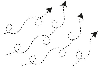 Set of dash line with arrow icon, set of Hand drawn curved arrow icon, hand drawn dash line with arrow, map pointer, location pointer, location pin, 