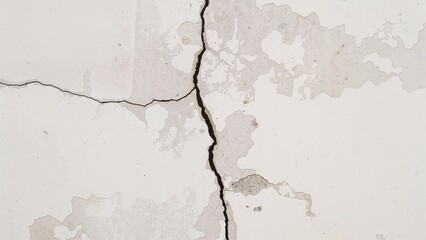 Texture of a weathered white concrete wall showing cracks and wear