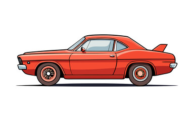 Minimalist Side View Vector of 1960s Muscle Car with Clean Lines, Perfect for Retro Automotive Art and Design Projects